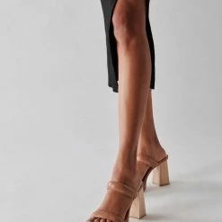 DOLCEVITA SANDALS ATLAS HEELS LUGGAGE EMBOSSED STELLA