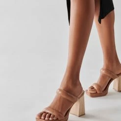 DOLCEVITA SANDALS ATLAS HEELS LUGGAGE EMBOSSED STELLA