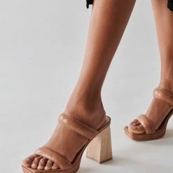 DOLCEVITA SANDALS ATLAS HEELS LUGGAGE EMBOSSED STELLA