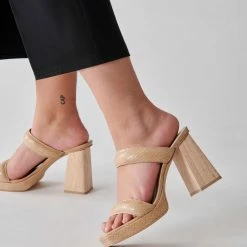DOLCEVITA SANDALS ATLAS HEELS TAUPE EMBOSSED STELLA