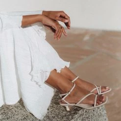 DOLCEVITA SANDALS BAYLOR HEELS IVORY LEATHER