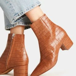Recurate RESALE BEL BOOTIES COGNAC CROCO Re:vita