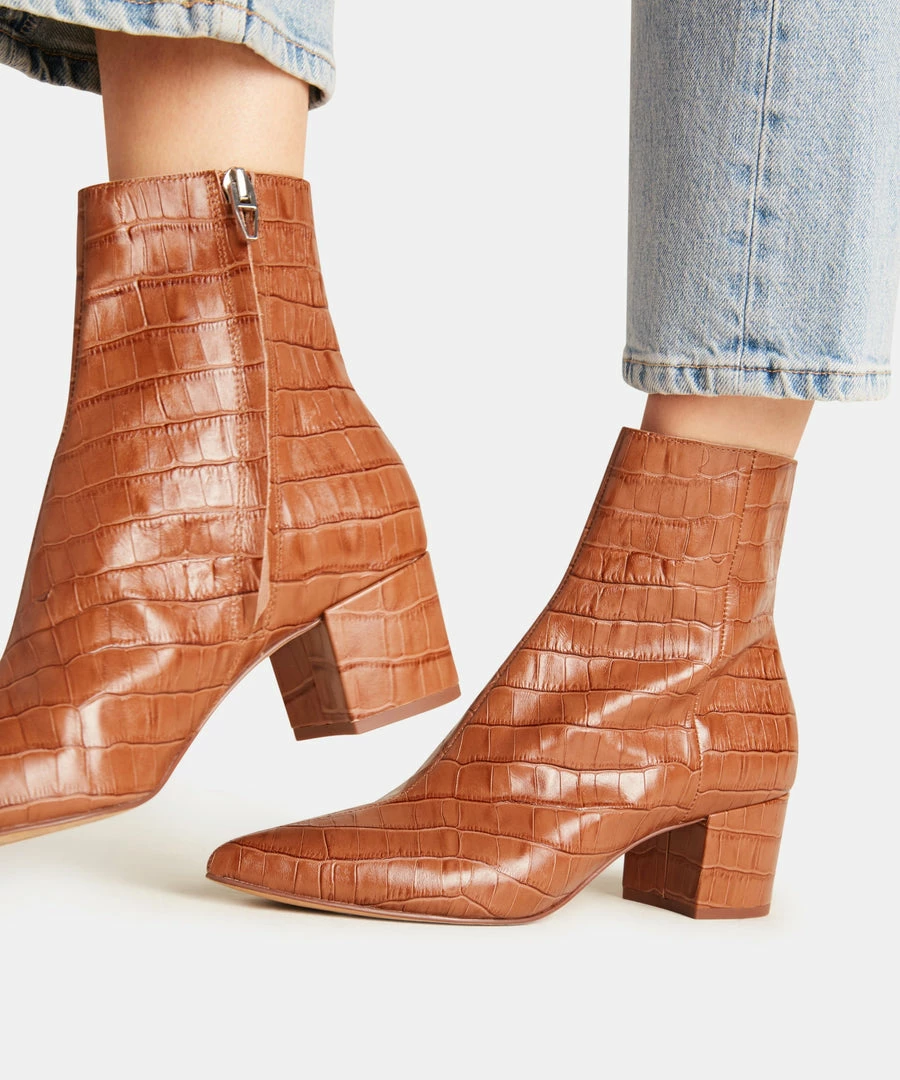 Recurate RESALE BEL BOOTIES COGNAC CROCO Re:vita