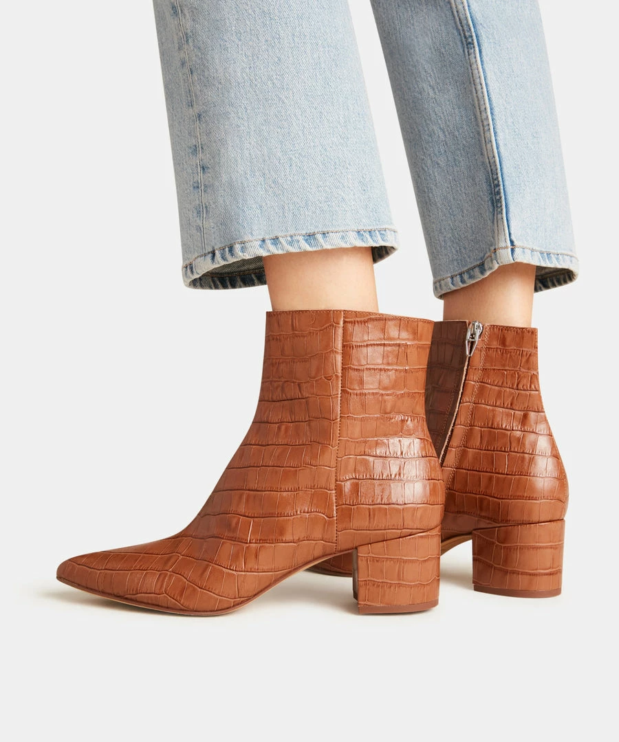 Recurate RESALE BEL BOOTIES COGNAC CROCO Re:vita