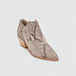 DOLCEVITA MARCA BOOTIES WHITE BLACK SNAKE PRINT LEATHER