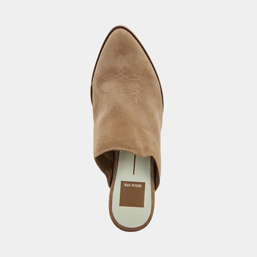 DOLCEVITA SHILOH MULES TRUFFLE SUEDE