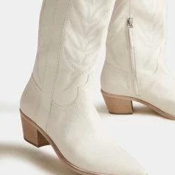 DOLCEVITA SOLEI BOOTS WHITE EMBOSSED LEATHER