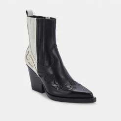 DOLCEVITA BEAUX BOOTS BLACK WHITE LEATHER BOOTIES