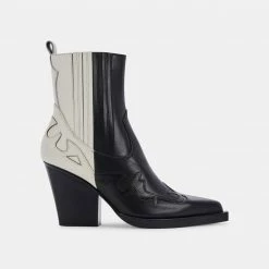 DOLCEVITA BEAUX BOOTS BLACK WHITE LEATHER BOOTIES