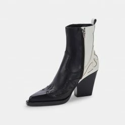 DOLCEVITA BEAUX BOOTS BLACK WHITE LEATHER BOOTIES