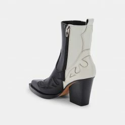 DOLCEVITA BEAUX BOOTS BLACK WHITE LEATHER BOOTIES