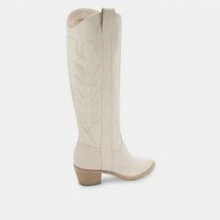 DOLCEVITA SOLEI BOOTS WHITE EMBOSSED LEATHER