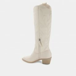DOLCEVITA SOLEI BOOTS WHITE EMBOSSED LEATHER
