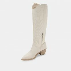 DOLCEVITA SOLEI BOOTS WHITE EMBOSSED LEATHER