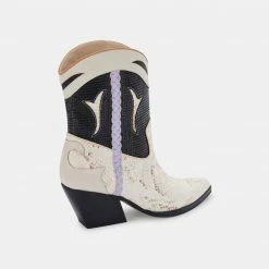 DOLCEVITA LORAL BOOTIES BLACK WHITE SNAKE PRINT LEATHER