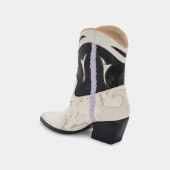 DOLCEVITA LORAL BOOTIES BLACK WHITE SNAKE PRINT LEATHER