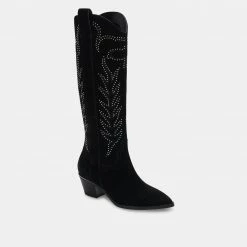 DOLCEVITA SOLEI STUD BOOTS BLACK SUEDE
