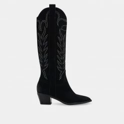 DOLCEVITA SOLEI STUD BOOTS BLACK SUEDE