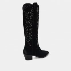 DOLCEVITA SOLEI STUD BOOTS BLACK SUEDE