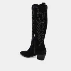 DOLCEVITA SOLEI STUD BOOTS BLACK SUEDE
