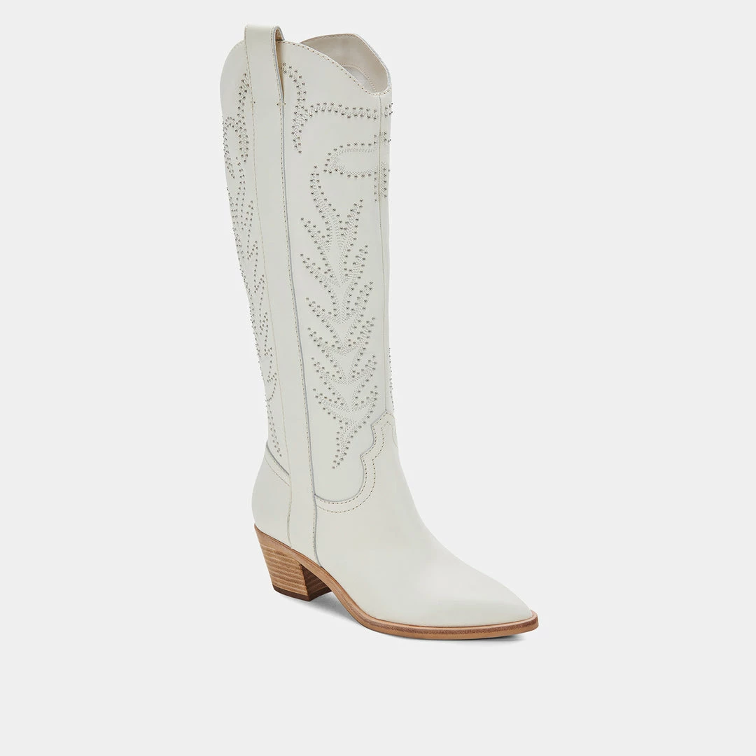 DOLCEVITA SOLEI STUD BOOTS OFF WHITE LEATHER
