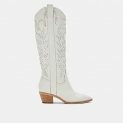 DOLCEVITA SOLEI STUD BOOTS OFF WHITE LEATHER