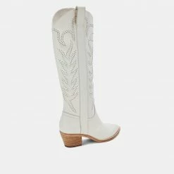 DOLCEVITA SOLEI STUD BOOTS OFF WHITE LEATHER