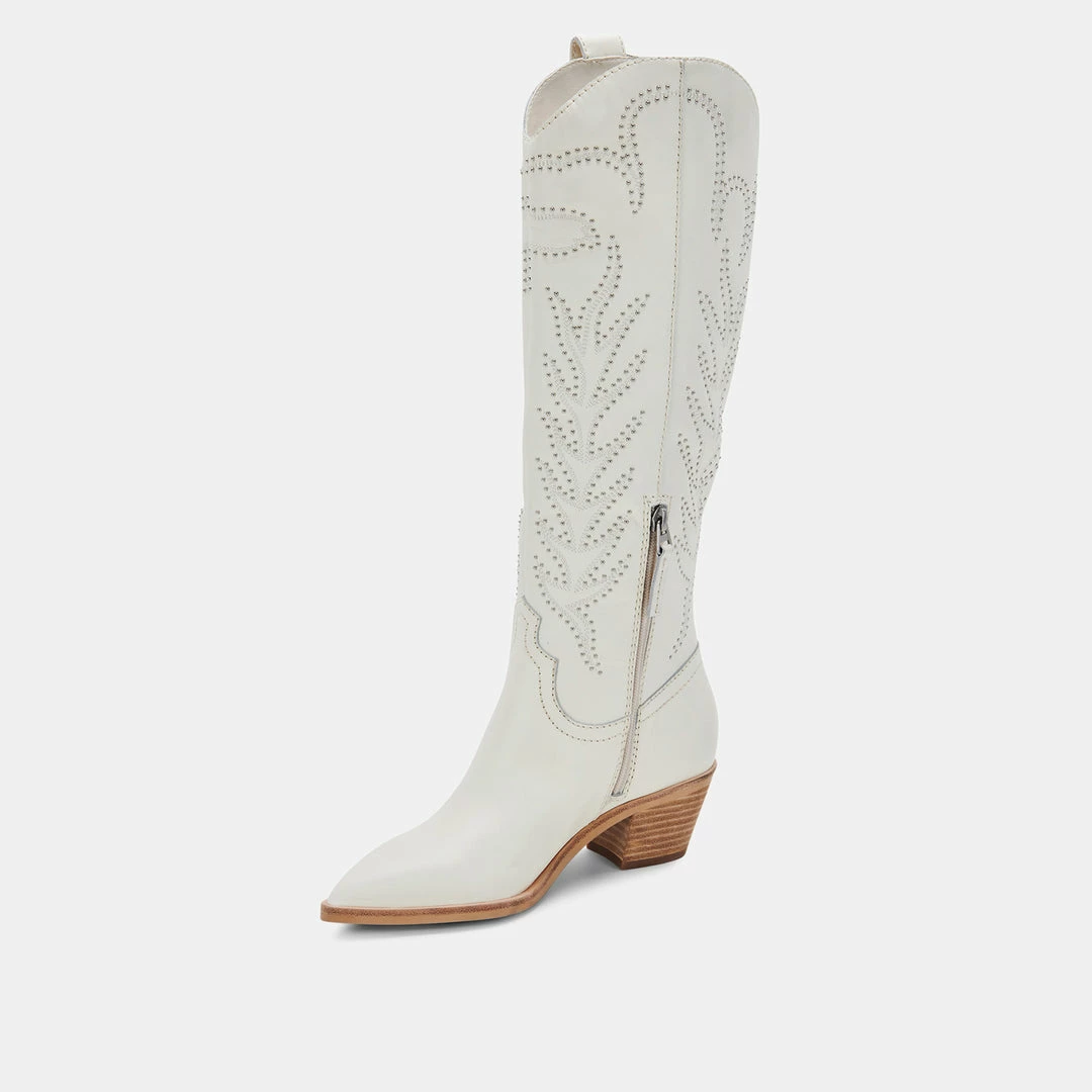DOLCEVITA SOLEI STUD BOOTS OFF WHITE LEATHER