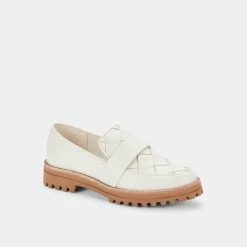 DOLCEVITA AUBREE WOVEN FLATS WHITE LEATHER