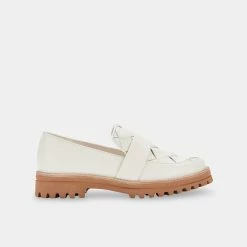 DOLCEVITA AUBREE WOVEN FLATS WHITE LEATHER