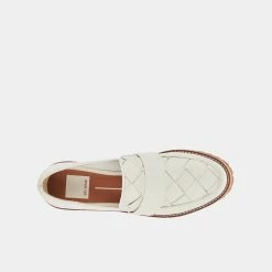 DOLCEVITA AUBREE WOVEN FLATS WHITE LEATHER