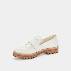 DOLCEVITA AUBREE WOVEN FLATS WHITE LEATHER