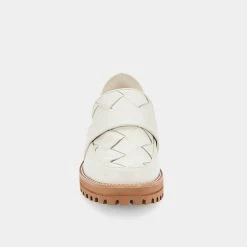 DOLCEVITA AUBREE WOVEN FLATS WHITE LEATHER