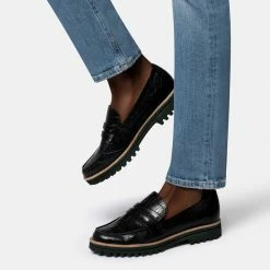 DOLCEVITA AUBREE FLATS NOIR CROCO PRINT LEATHER