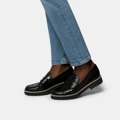 DOLCEVITA AUBREE FLATS NOIR CROCO PRINT LEATHER