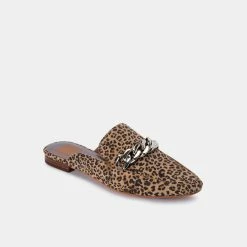 DOLCEVITA MULES & CLOGS HAYAT FLATS TAN BLACK DUSTED LEOPARD SUEDE