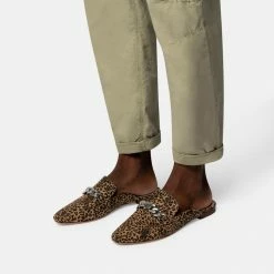 DOLCEVITA MULES & CLOGS HAYAT FLATS TAN BLACK DUSTED LEOPARD SUEDE