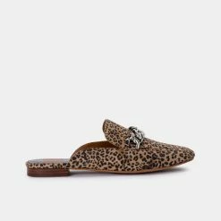 DOLCEVITA MULES & CLOGS HAYAT FLATS TAN BLACK DUSTED LEOPARD SUEDE