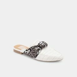 DOLCEVITA MULES & CLOGS HYLDA FLATS IVORY CROCO PRINT LEATHER