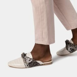 DOLCEVITA MULES & CLOGS HYLDA FLATS IVORY CROCO PRINT LEATHER