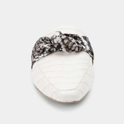 DOLCEVITA MULES & CLOGS HYLDA FLATS IVORY CROCO PRINT LEATHER