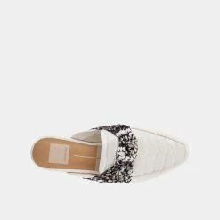 DOLCEVITA MULES & CLOGS HYLDA FLATS IVORY CROCO PRINT LEATHER