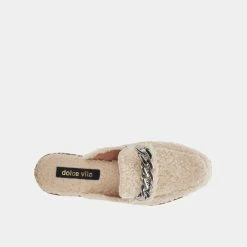 DOLCEVITA PELA FLATS NATURAL PLUSH MULES & CLOGS