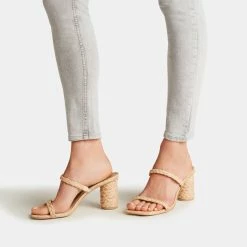 DOLCEVITA NOLES HEELS LT NATURAL RAFFIA SANDALS
