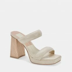 DOLCEVITA ATLAS HEELS IVORY EMBOSSED STELLA
