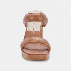DOLCEVITA SANDALS ATLAS HEELS LUGGAGE EMBOSSED STELLA