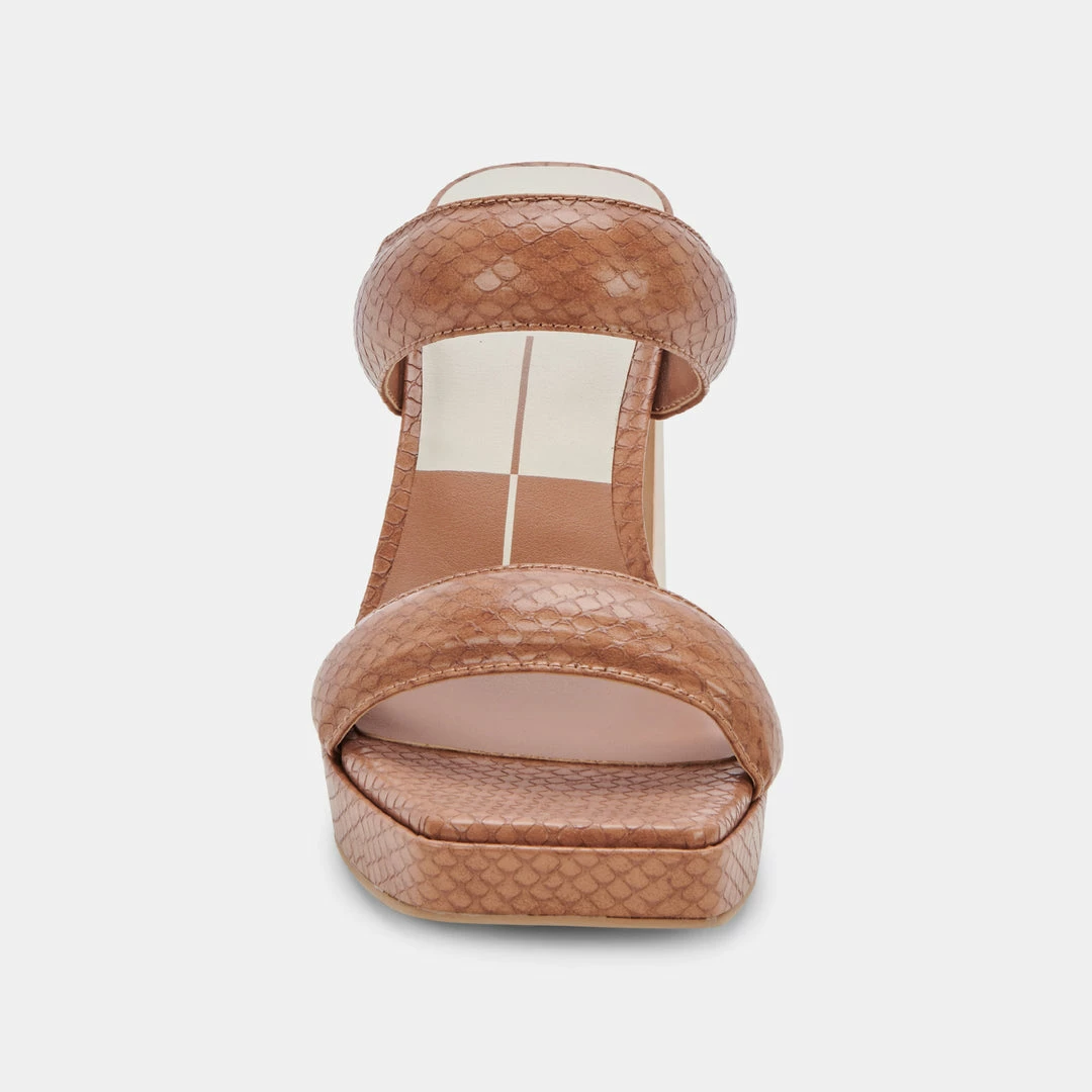 DOLCEVITA SANDALS ATLAS HEELS LUGGAGE EMBOSSED STELLA