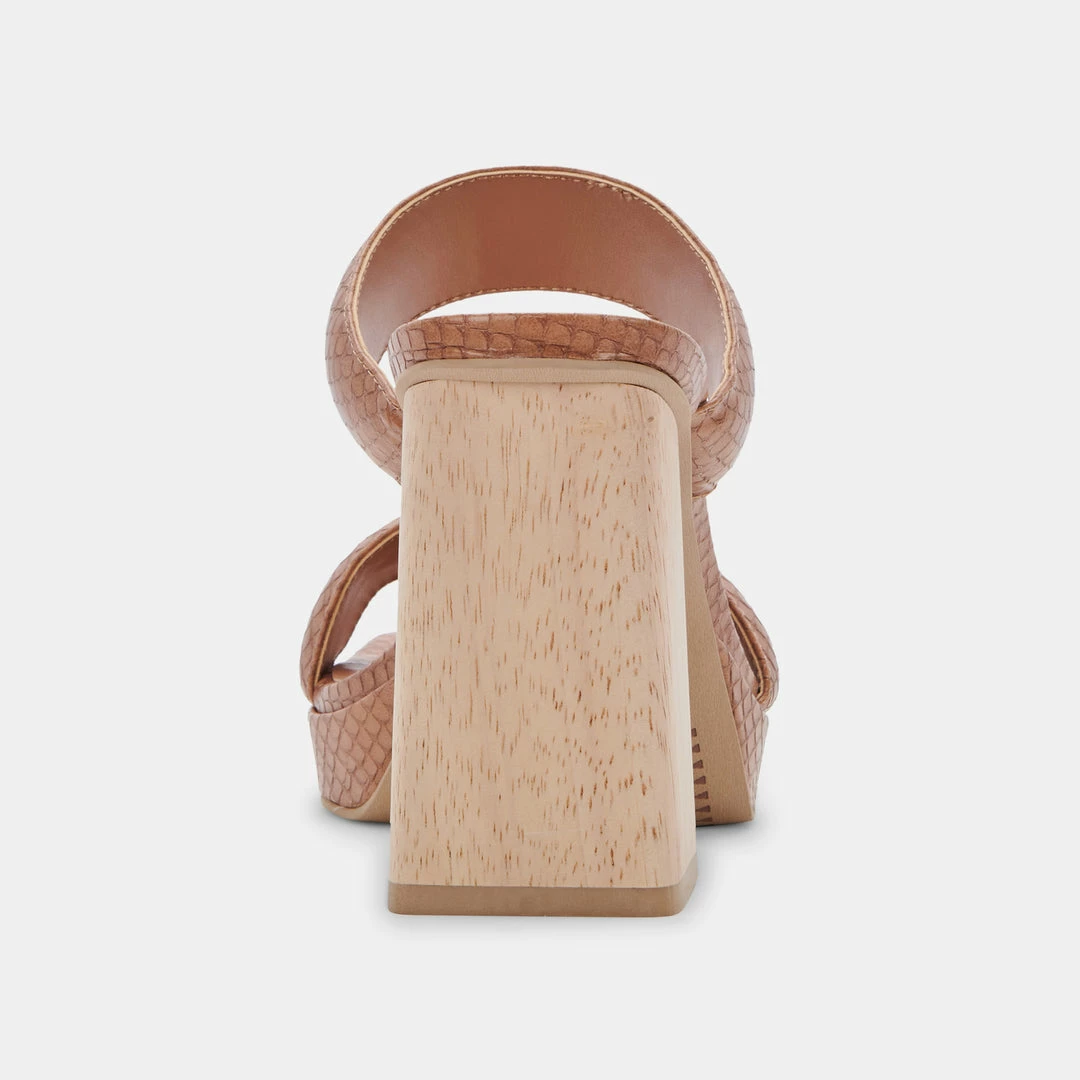 DOLCEVITA SANDALS ATLAS HEELS LUGGAGE EMBOSSED STELLA