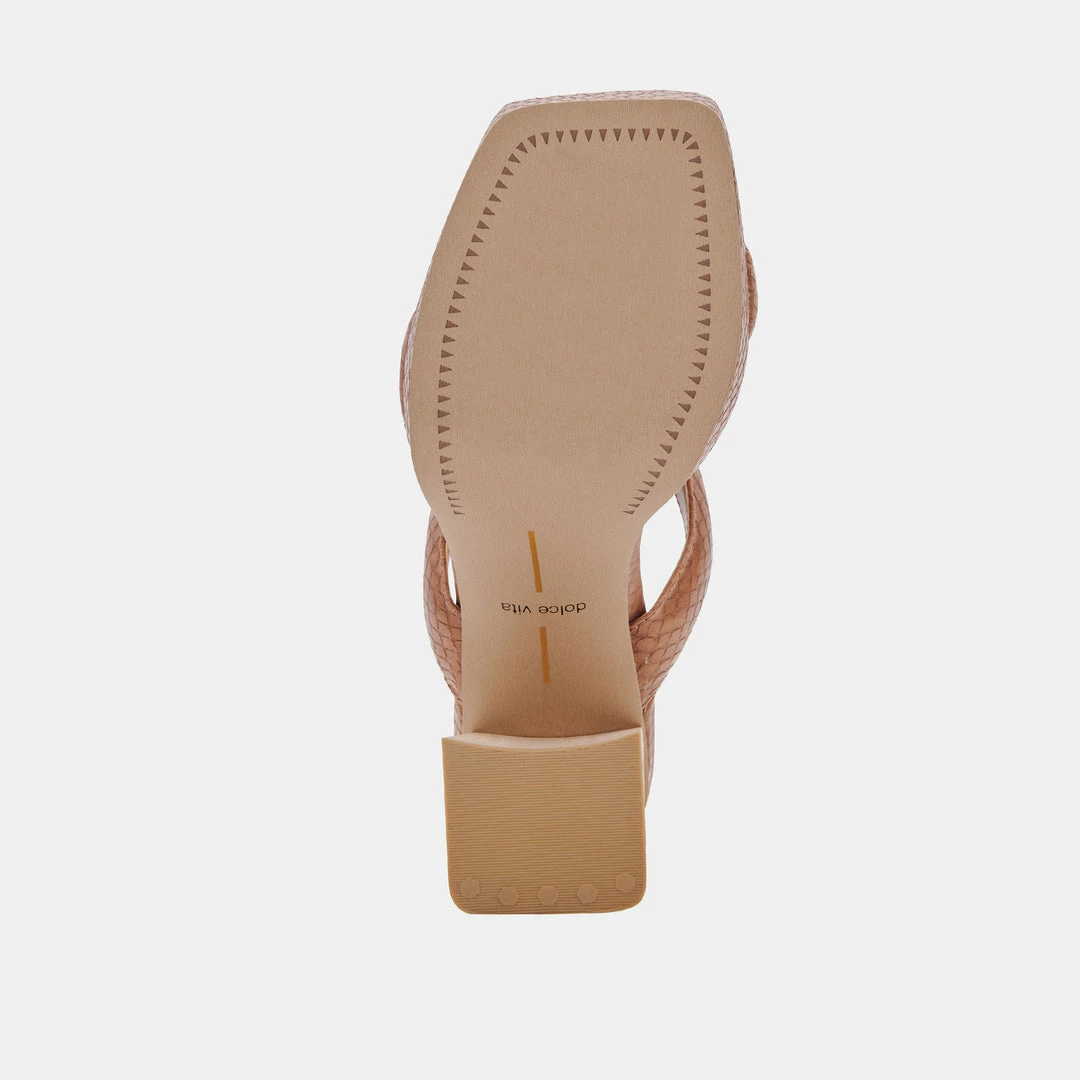 DOLCEVITA SANDALS ATLAS HEELS LUGGAGE EMBOSSED STELLA