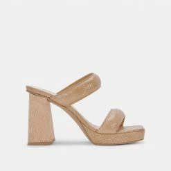 DOLCEVITA SANDALS ATLAS HEELS TAUPE EMBOSSED STELLA